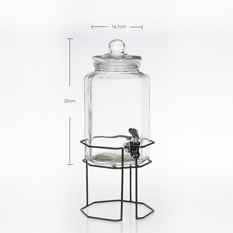 Octagonal glass beverage dispenser- Product Specification