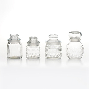 Transparent Pattern Glass Storage Jar