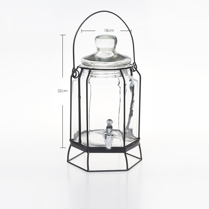 Hexagonal glass beverage dispenser-Product Specification