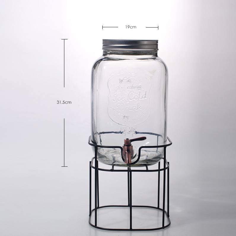 Round square glass beverage dispenser- Product Specification